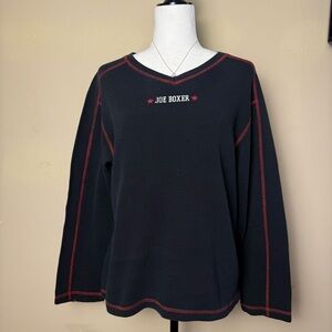 Y2K Joe Boxer Waffle Knit Long Sleeve Top |‎ Contrast Stitch | Size M